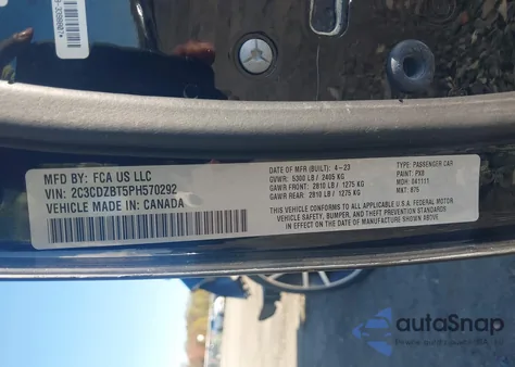 2023 Dodge Challenger R/T из США, поврежденный, VIN 2C3CDZBT5PH570292